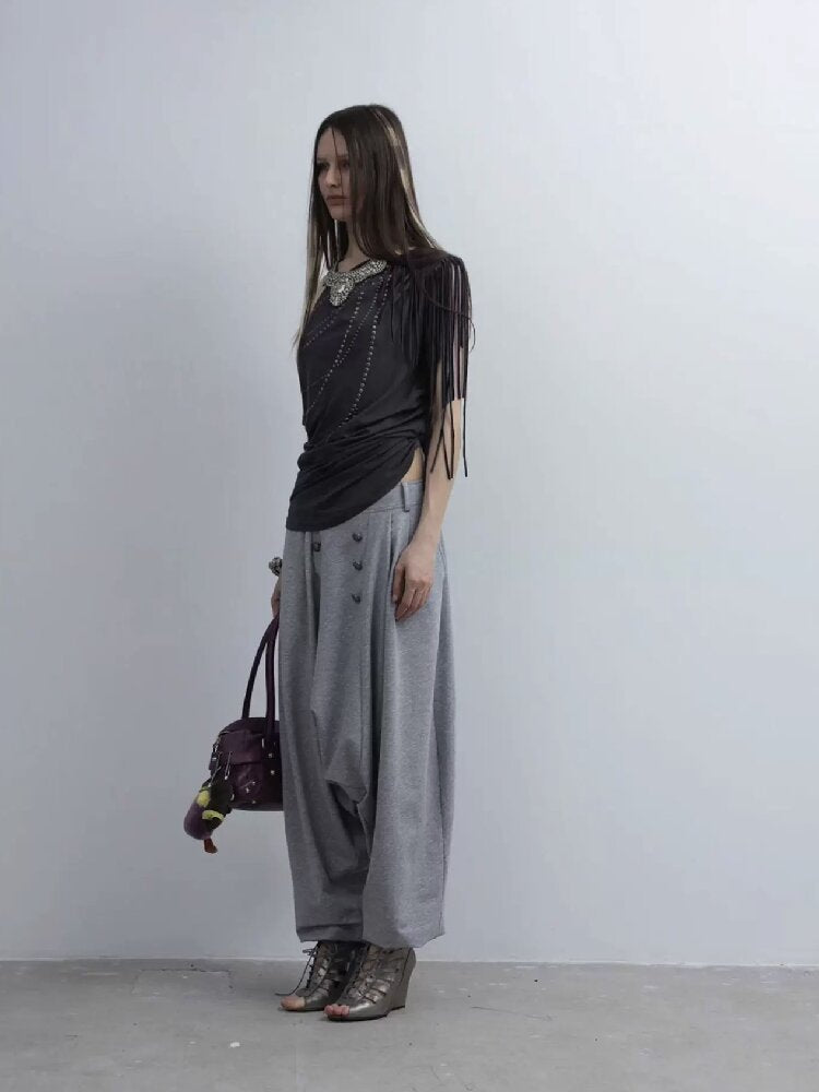 Fringe Shirred Diamond T-Shirt【s0000016568】