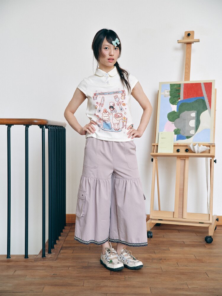 Lace Wide Leg Crop Pants Versatile【s0000018717】
