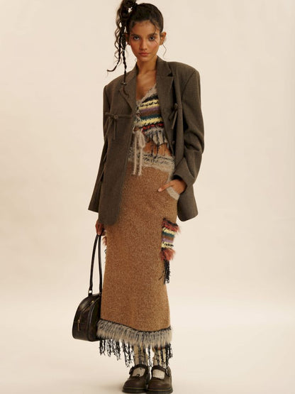 Mixed yarn interweaving stripes sweater【s0000006008】