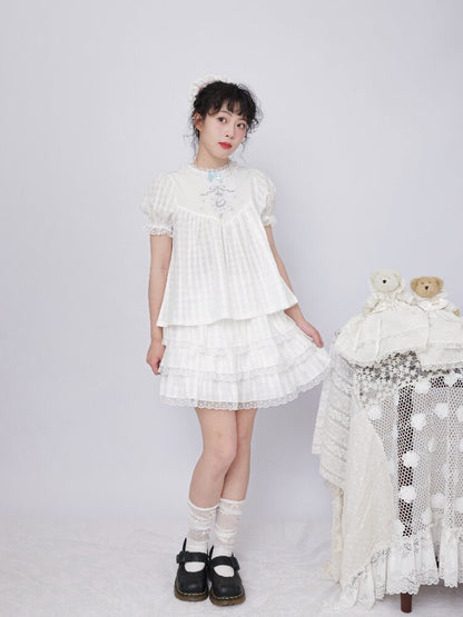 Vintage Lace Satin Cake Skirt【s0000017485】