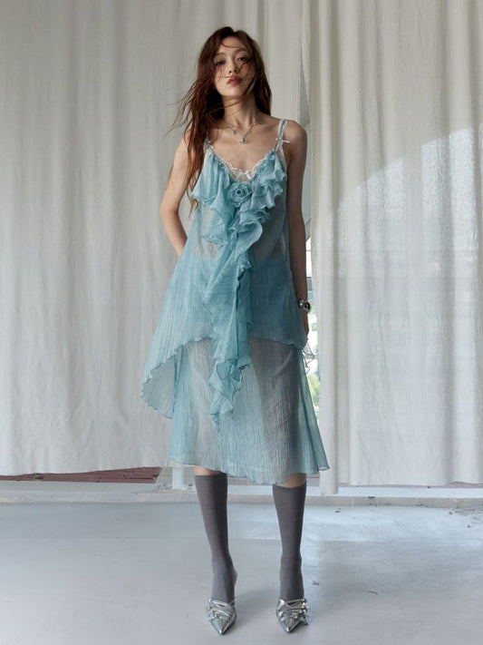 Mambo Mint Green Light Sheer Halter Skirt【s0000013226】