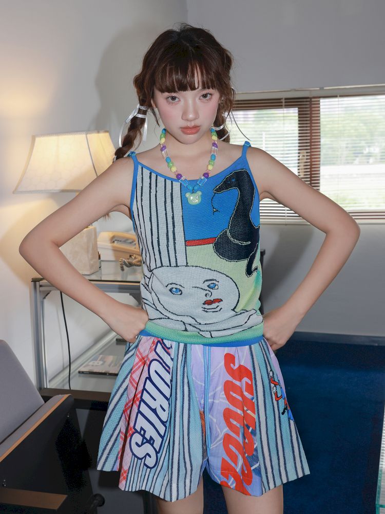 Snake print knitted strapless top【s0000012816】