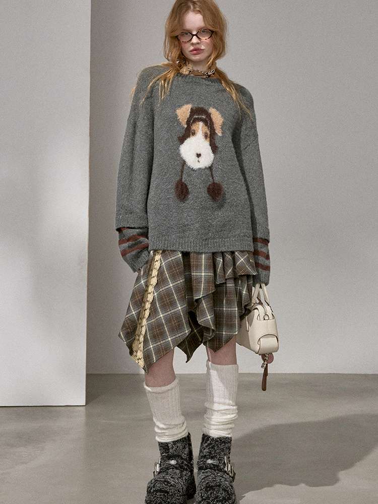 Puppy Kissing Bear Sweater Skirt【s0000015068】