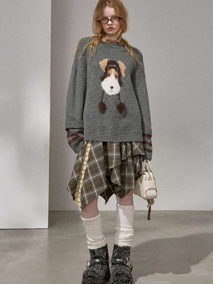Puppy Kissing Bear Sweater Skirt【s0000015068】