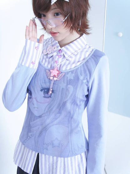 Cartoon-Style Two-Piece Long-Sleeve Shirt【s0000014447】