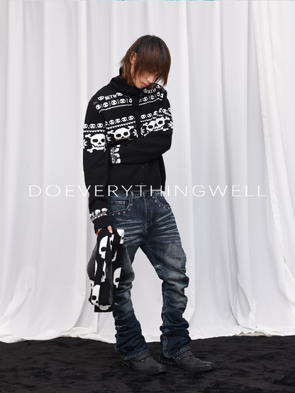 Skull Jacquard Turtleneck Zip Cardigan【s0000019121】