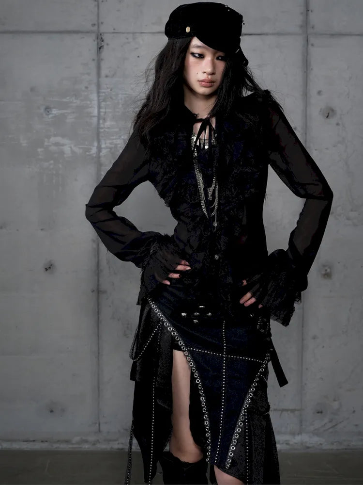 Court-Style Lace Chiffon Shirt【s0000013948】