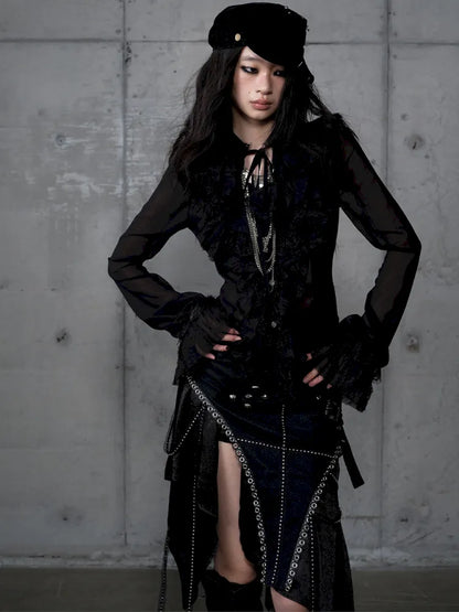 Court-Style Lace Chiffon Shirt【s0000013948】