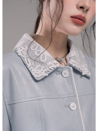 Detachable Lace Waist Leather Jacket【s0000015745】