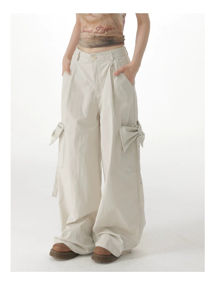Apricot Bow High Waisted Trousers【s0000017150】