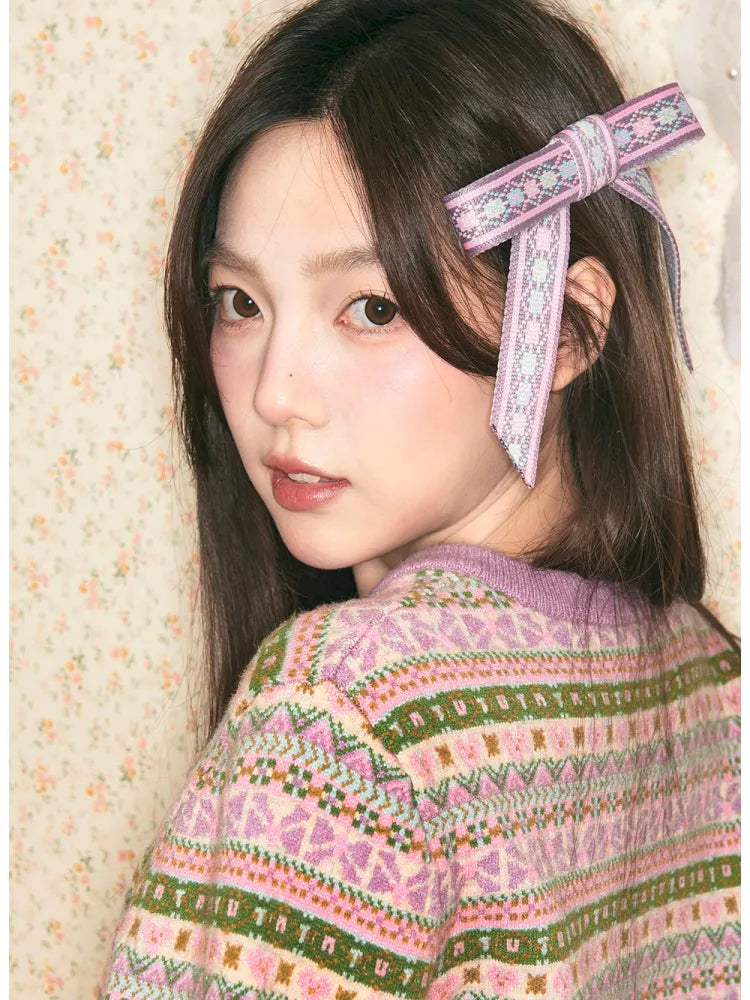 Jacquard Ribbon Hair Clip【s0000014153】
