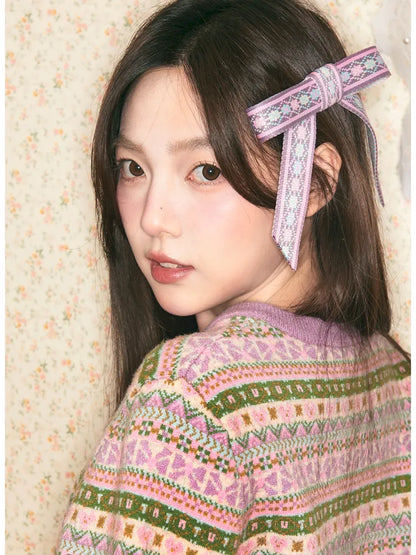 Jacquard Ribbon Hair Clip【s0000014153】