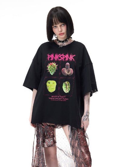 Plant Punk Graphic Loose T-Shirt【s0000017713】