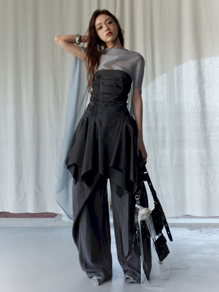 Pleated Irregular Hem Sheath Tank Top【s0000013220】