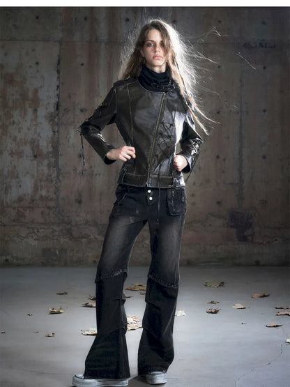 Strappy Slim-Fit Diagonal Zipper Coat【s0000013957】