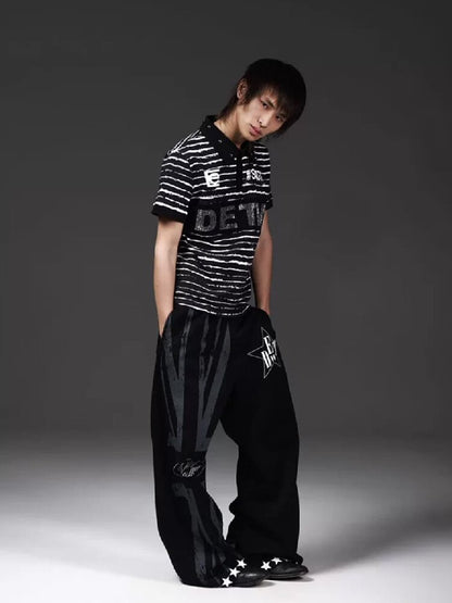 Thorn Letter Rhinestone Polo Shirt【s0000018268】