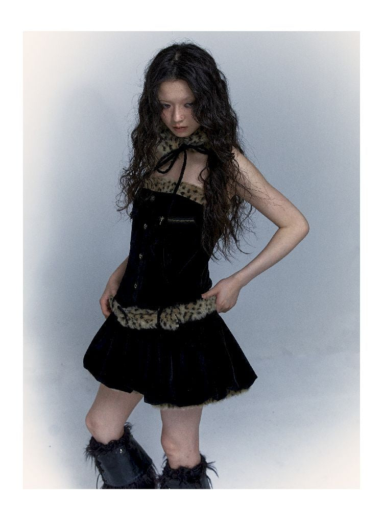 Y2K Spice Girl Punk Leopard Plunge Pod Dress【s0000004677】