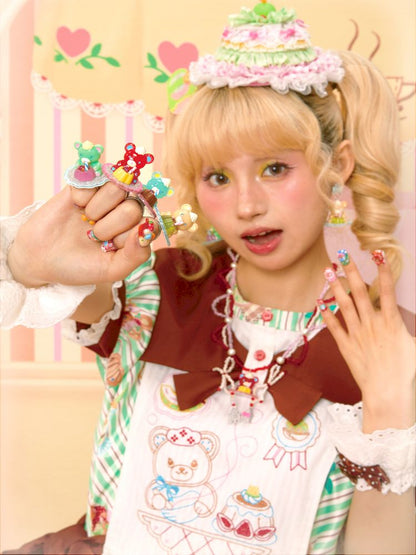 Pudding Bear Resin Colorful Earrings【s0000013353】