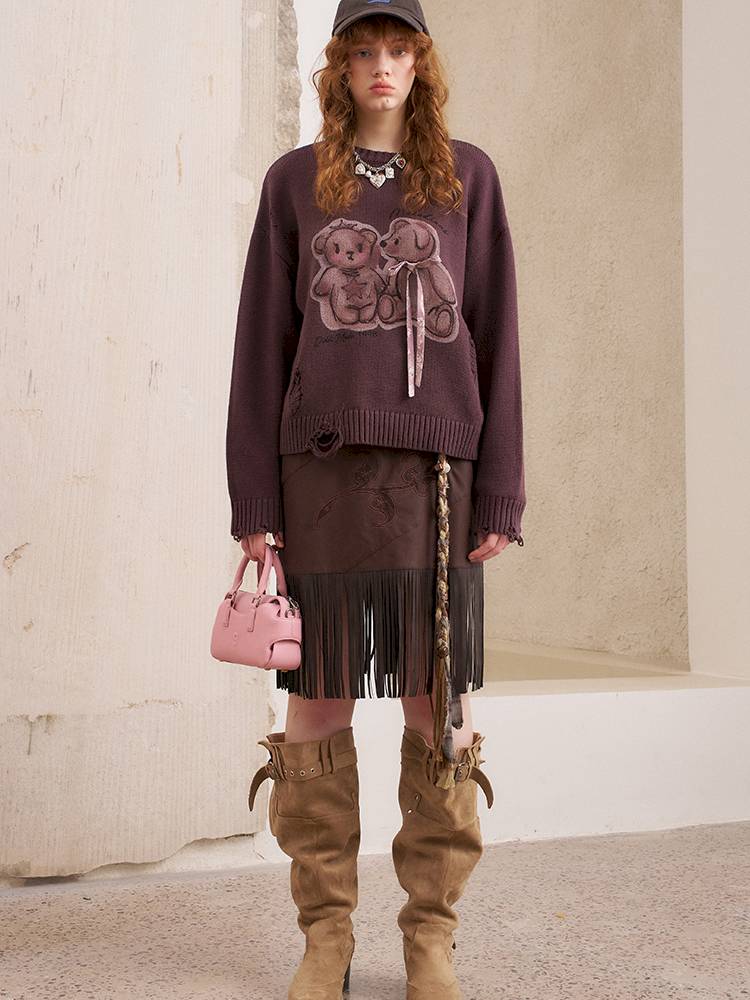 Oversized Long-Sleeve Knit Sweater【s0000014392】
