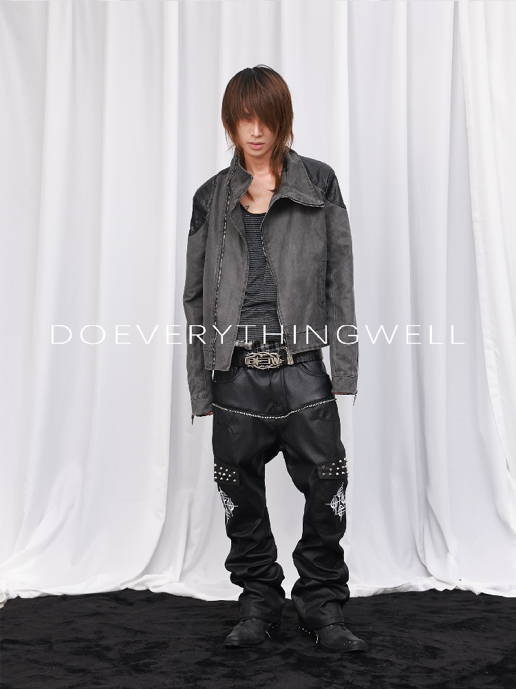 Washed Leather Diamond Pattern Jacket【s0000019122】