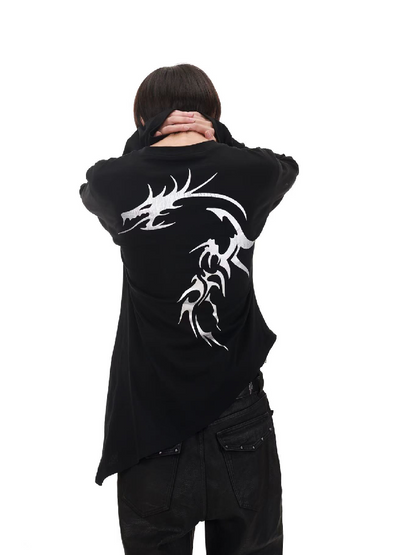 Gold Dragon Slanted Cotton T-Shirt【s0000018206】