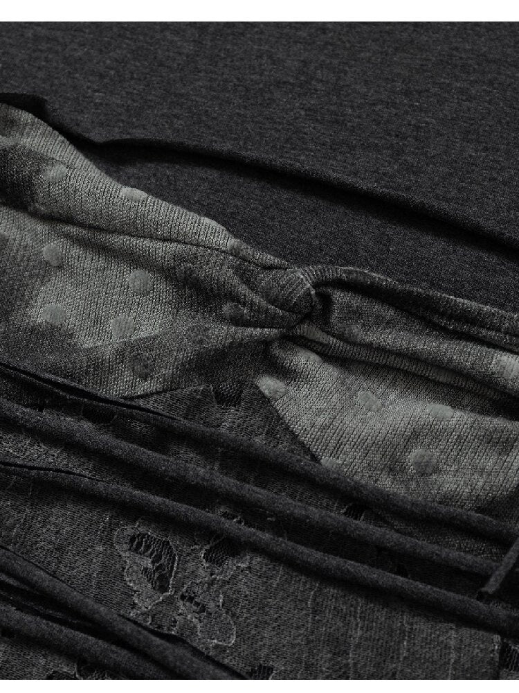 Patchwork Lace Fringe Slim T-Shirt【s0000016205】