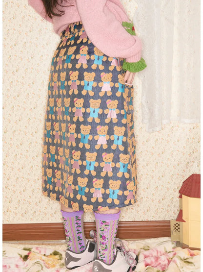 Bear Contrast-Color Skirt【s0000014145】