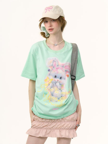 Rabbit Print Loose Tops【s0000012244】