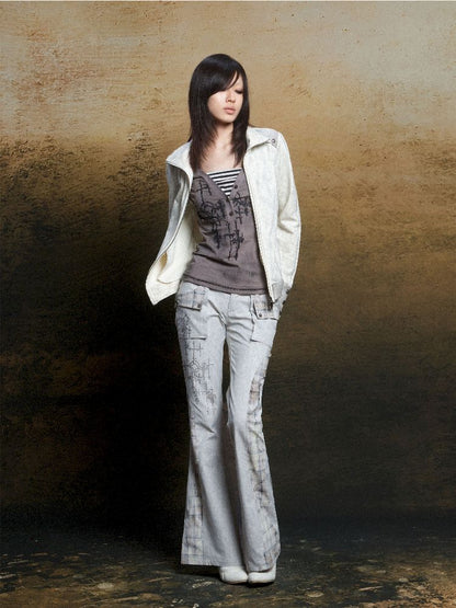 토템 크로스 인쇄 긴 슬리브 티셔츠 [S0000011819]