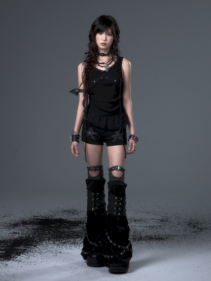 Lace Hooded Sleeveless Tank Top【s0000012339】