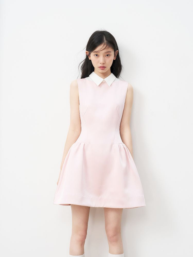 Pale Pink Glossy Satin Vest Dress【s0000011954】