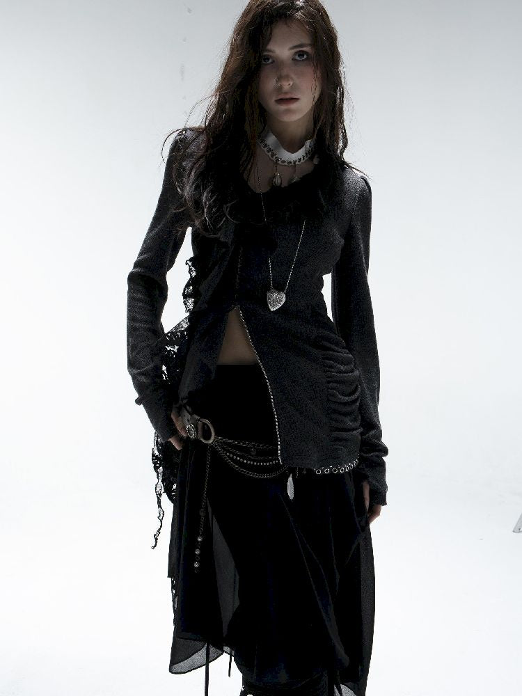 Ruffle Edge Vintage Knit Cardigan【s0000011271】