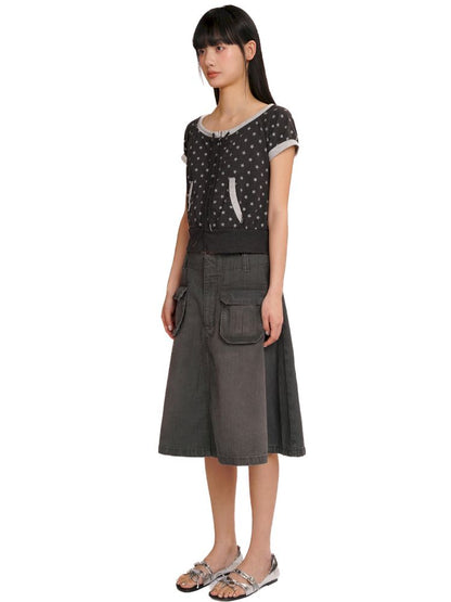 Double zipper one shoulder short sleeve t-shirt【s0000013430】