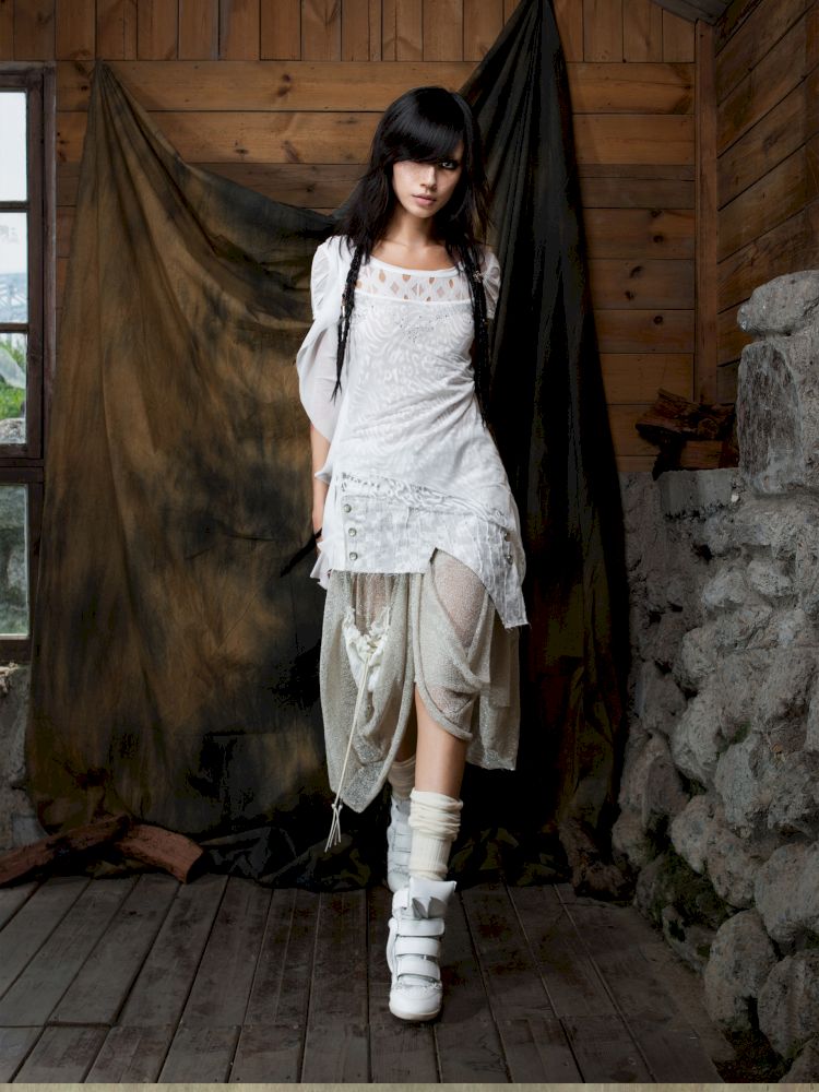 Patchwork Versatile Mesh Asymmetric Skirt【s0000013898】