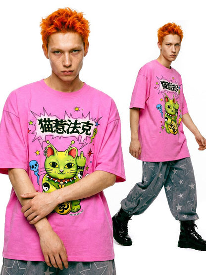 Alien Lucky Cat Loose T Shirt【s0000017111】