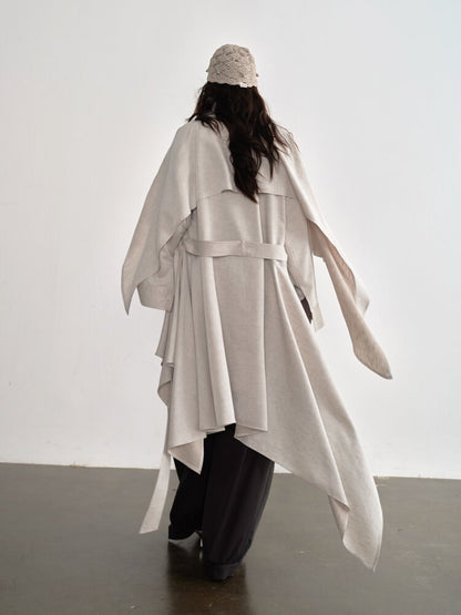 Detachable Cape Linen Trench Coat【s0000015701】