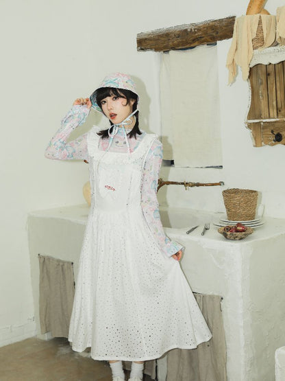 Embroidered Pure White Vest Dress [S0000010909]