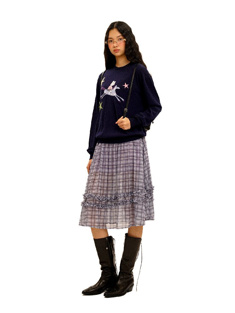 Horse Rabbit Lace Crew Neck Sweater【s0000016072】
