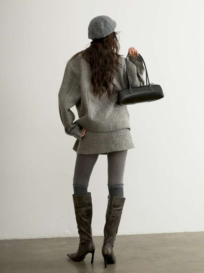 Herringbone Woolen Silhouette Jacket【s0000015193】