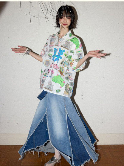 Irregular splicing denim back dress【s0000012431】