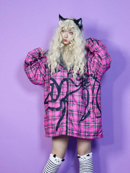 Y2K Subculture Loose Hooded Fleece Jacket【s0000014632】