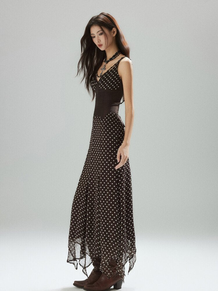 Coffee Polka Dot Tunic Sundress【s0000015595】