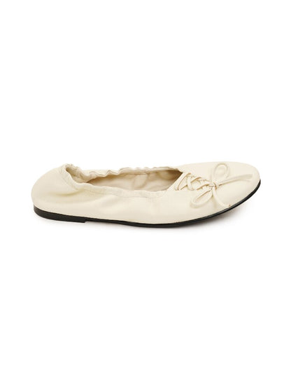 Leather Diagonal Bow Ballet Flats【s0000017935】