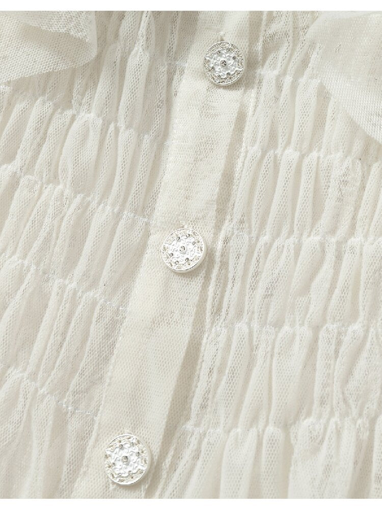 Ruffled Flocked Lace Stand Shirt【s0000016208】