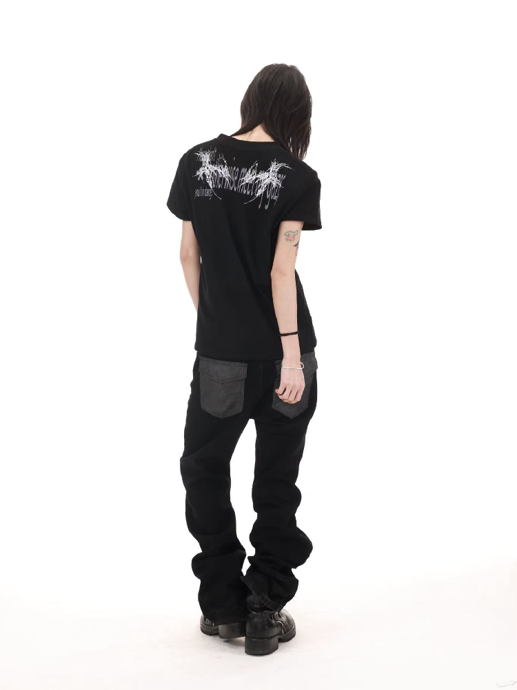 Gothic Slogan Print Crew T-Shirt【s0000018219】
