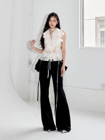 Stacked Collar Backless Neck Tank Top【s0000013206】