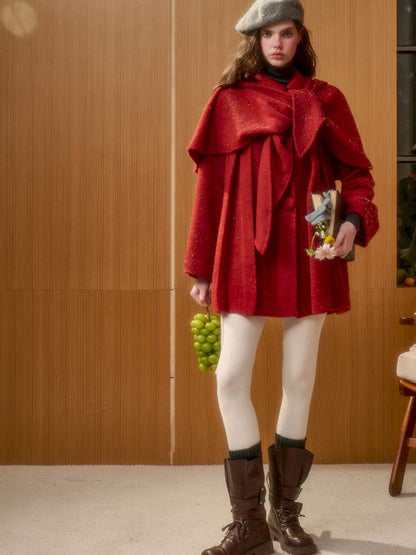 Christmas New Year Woolen Cloak Two-Piece【s0000014892】