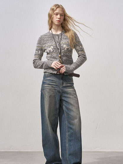 Cat Whisker Wide Leg Vintage Jeans【s0000015216】