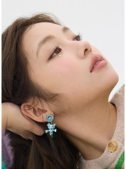 Two Color Resin Bear Ghost Earrings【s0000016190】