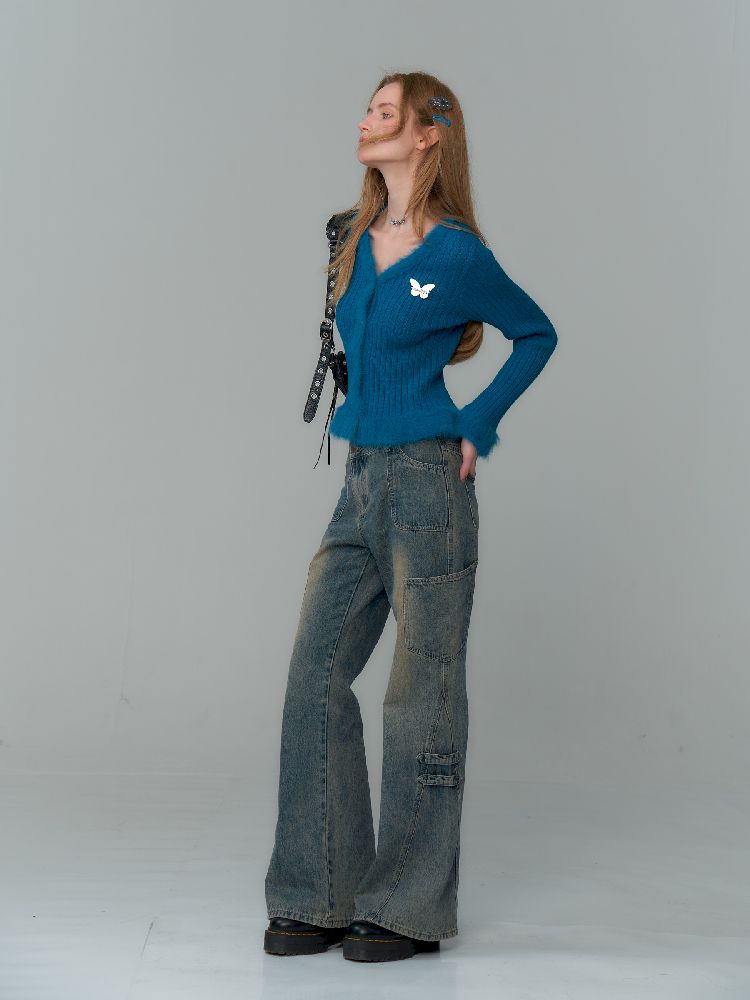 Straight Wide Leg Washed Jeans【s0000011489】